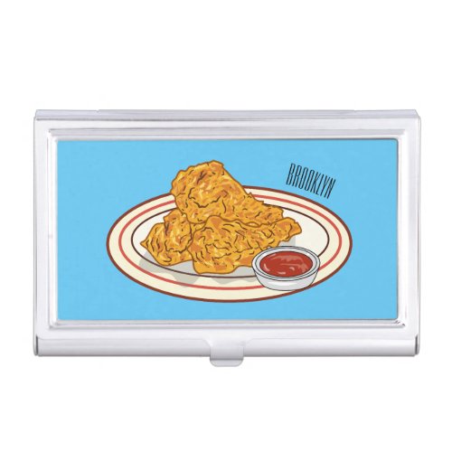 Fried chicken cartoon illustration business card case