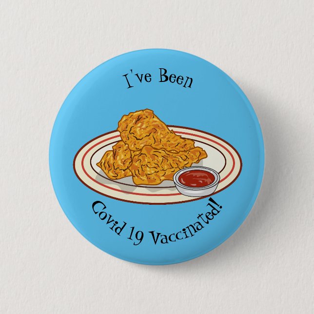 Fried chicken cartoon illustration button (Front)