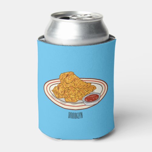 Fried chicken cartoon illustration can cooler