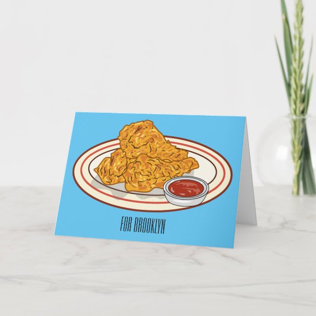 Fried chicken cartoon illustration card (Front)