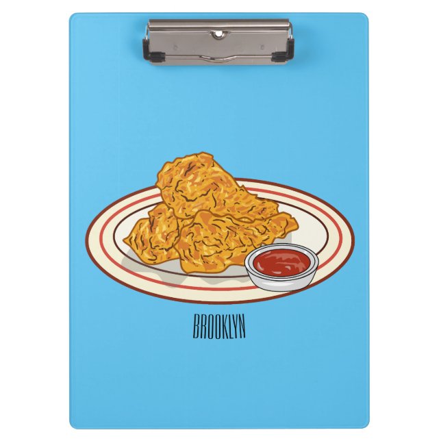 Fried chicken cartoon illustration clipboard (Front)