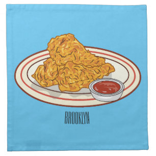 Fried chicken cartoon illustration cloth napkin