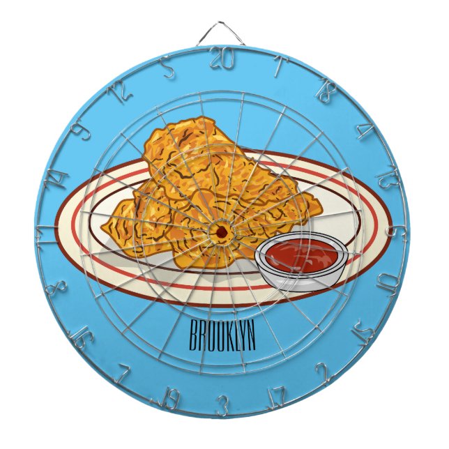 Fried chicken cartoon illustration dart board (Front)