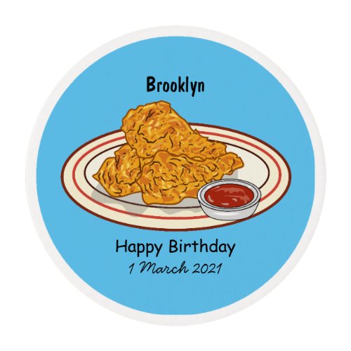 Fried chicken cartoon illustration edible frosting rounds