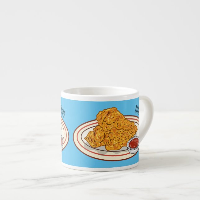 Fried chicken cartoon illustration espresso cup (Front Right)