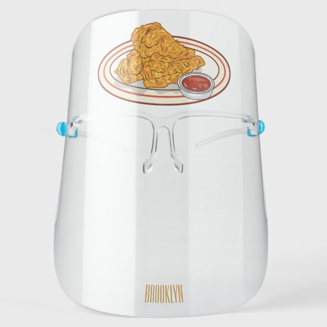 Fried chicken cartoon illustration face shield (Front)