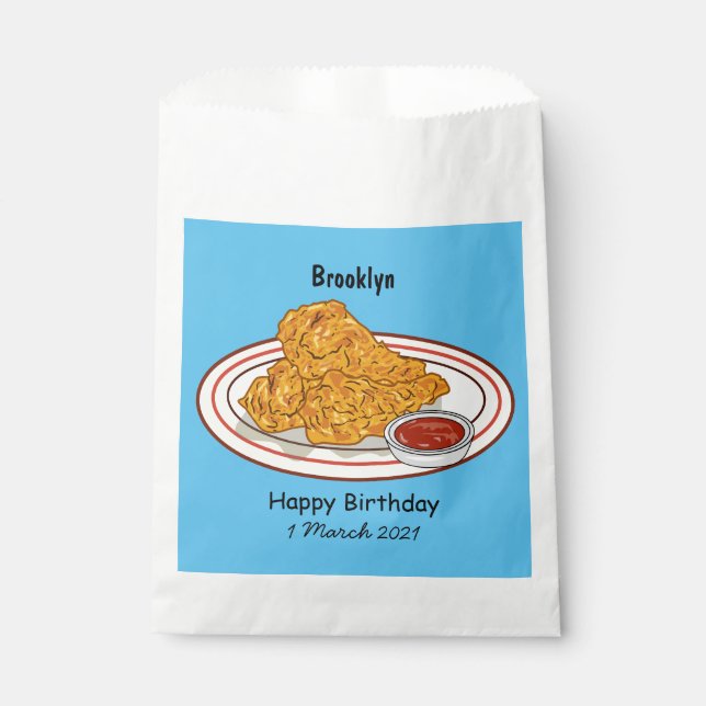 Fried chicken cartoon illustration favor bag (Front)