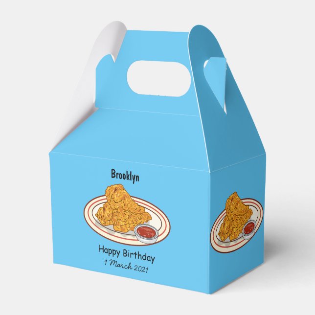 Fried chicken cartoon illustration favor boxes (Front Side)