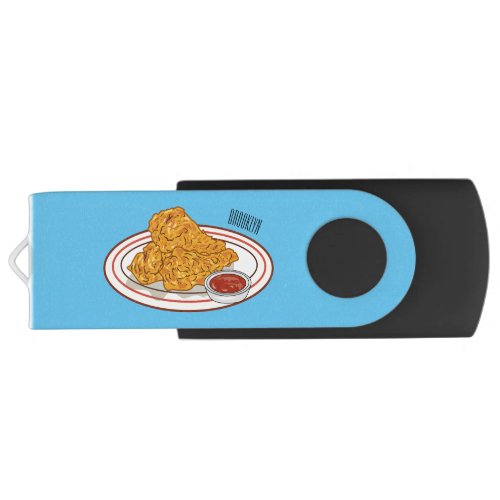 Fried chicken cartoon illustration flash drive