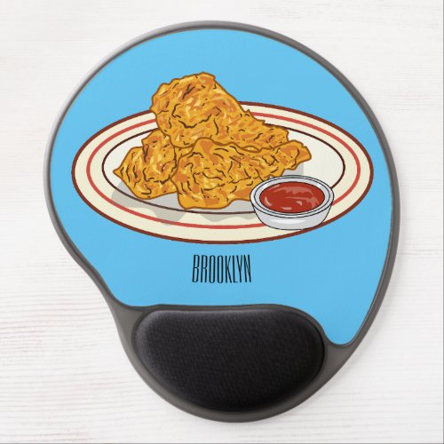 Fried chicken cartoon illustration gel mouse pad