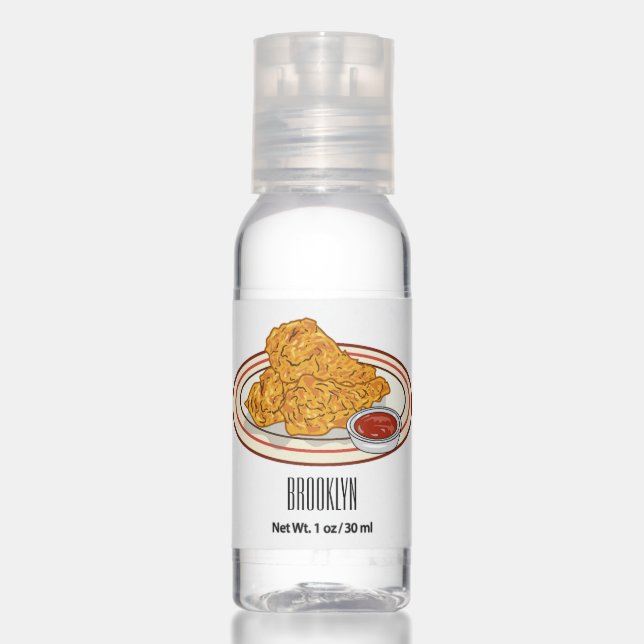 Fried chicken cartoon illustration hand sanitizer (Front)