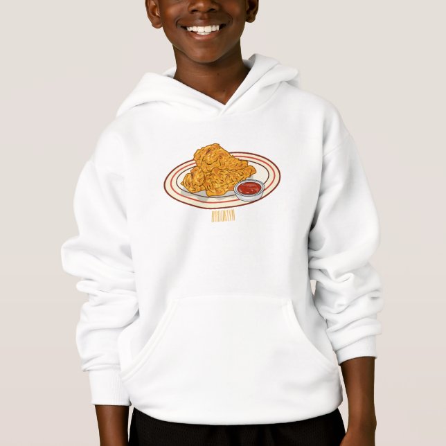 Fried chicken cartoon illustration hoodie (Front)