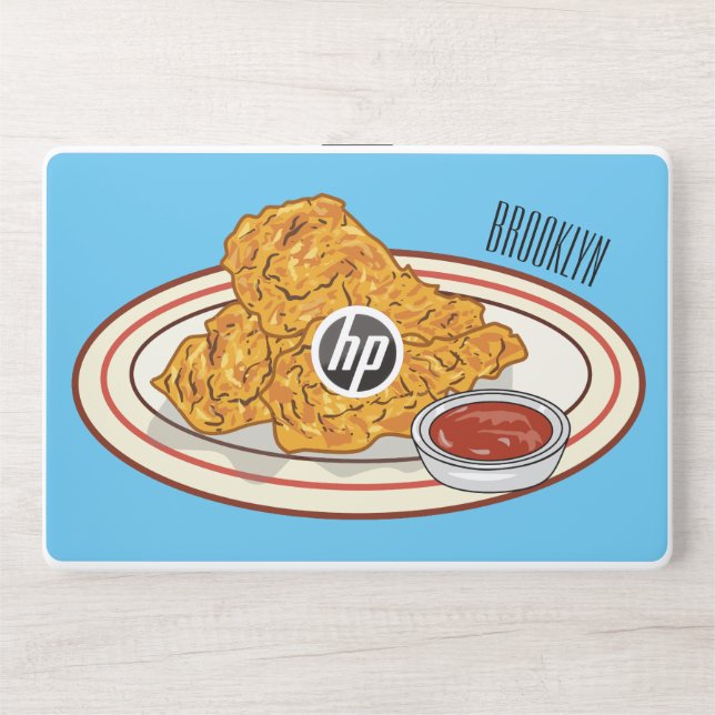Fried chicken cartoon illustration HP laptop skin (Front)