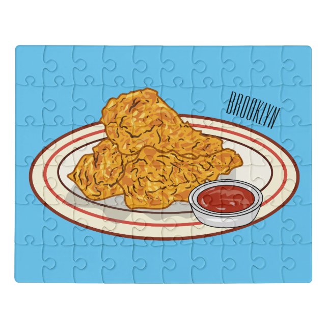 Fried chicken cartoon illustration jigsaw puzzle (Puzzle Horizontal)