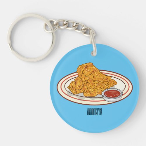 Fried chicken cartoon illustration keychain