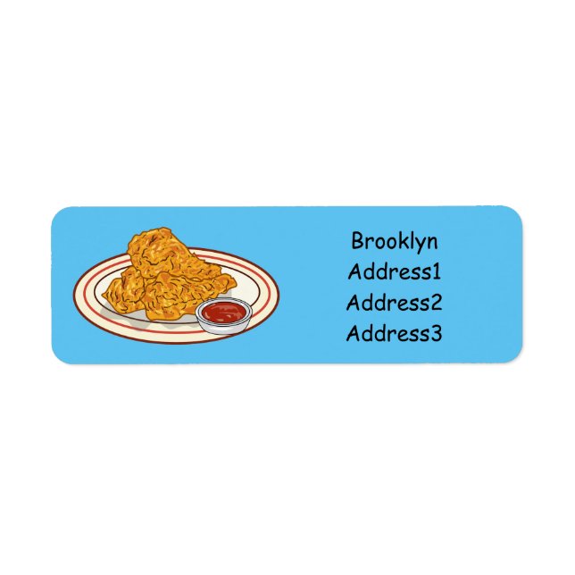 Fried chicken cartoon illustration label (Front)