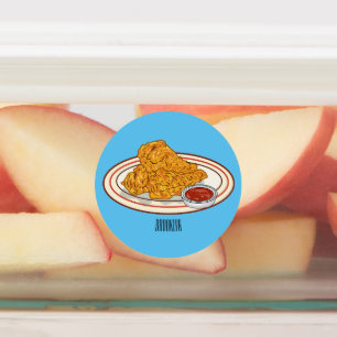 Fried chicken cartoon illustration labels