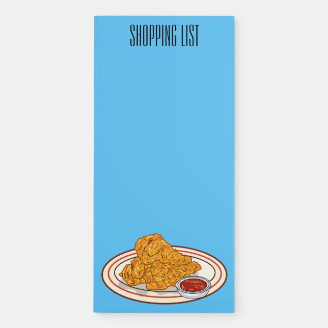 Fried chicken cartoon illustration magnetic notepad (Front)
