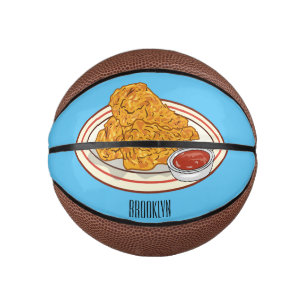 Fried chicken cartoon illustration mini basketball