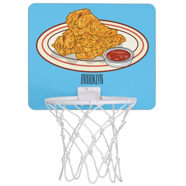 Fried chicken cartoon illustration mini basketball hoop (Front)