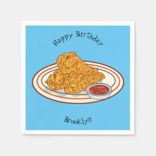 Fried chicken cartoon illustration napkins