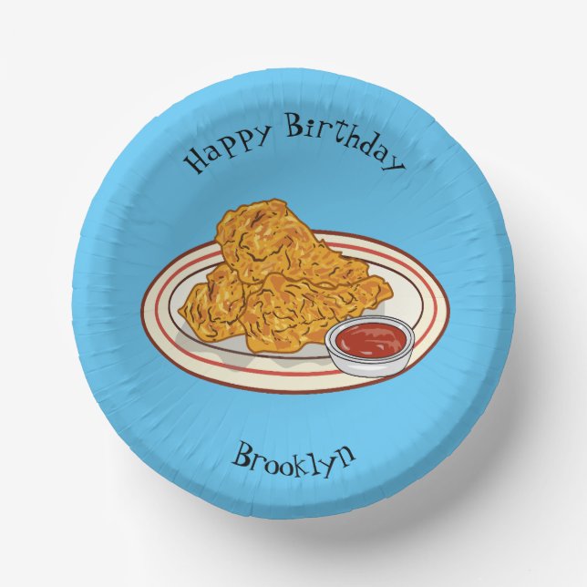 Fried chicken cartoon illustration paper bowls (Front)