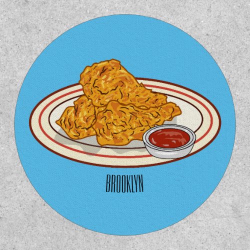 Fried chicken cartoon illustration patch