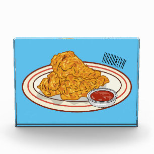 Fried chicken cartoon illustration photo block