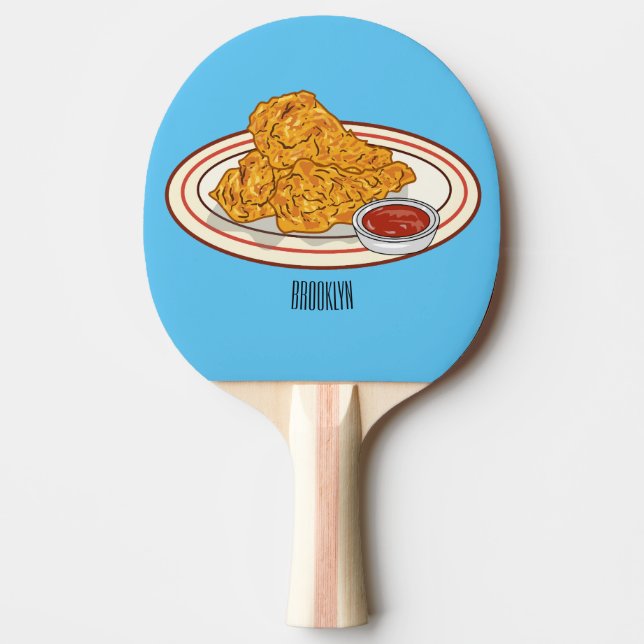 Fried chicken cartoon illustration ping pong paddle (Front)
