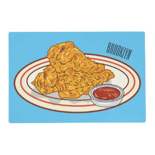 Fried chicken cartoon illustration placemat