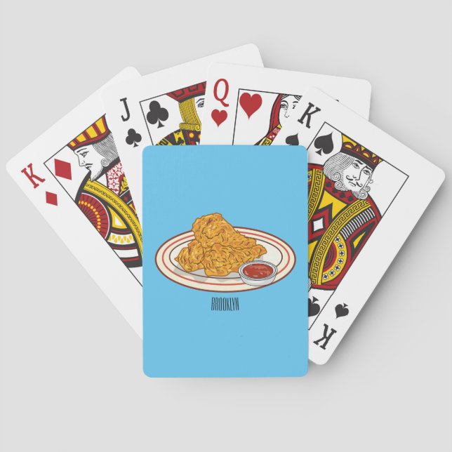 Fried chicken cartoon illustration poker cards (Back)