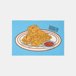 Fried chicken cartoon illustration rug