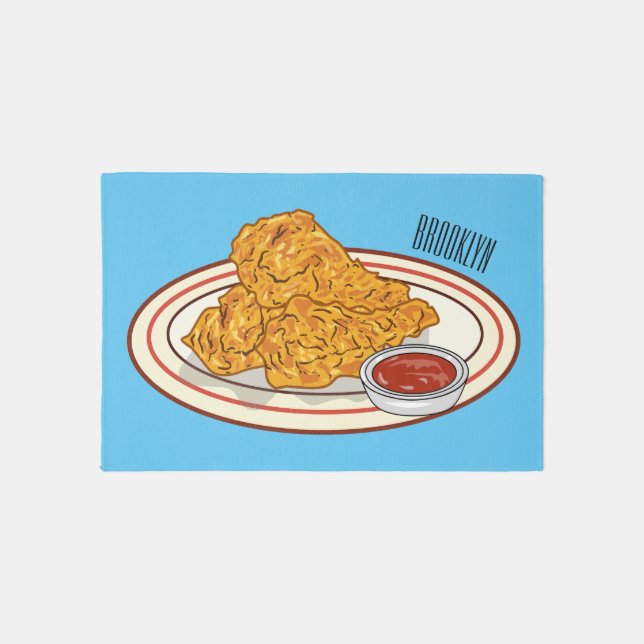Fried chicken cartoon illustration rug (Front)