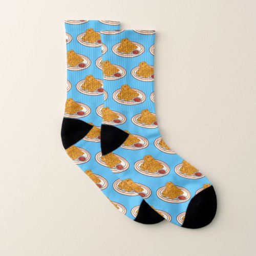 Fried chicken cartoon illustration socks