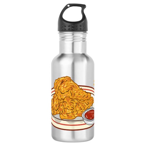 Fried chicken cartoon illustration stainless steel water bottle