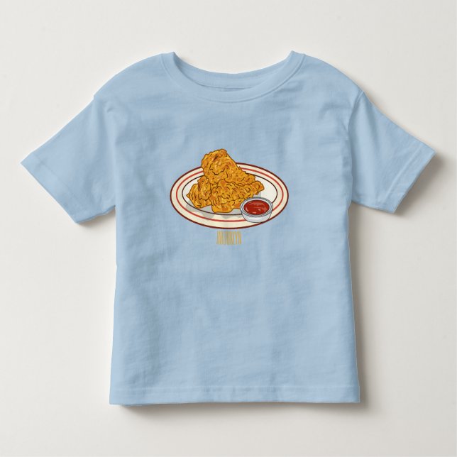 Fried chicken cartoon illustration toddler t-shirt (Front)