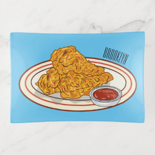 Fried chicken cartoon illustration trinket tray
