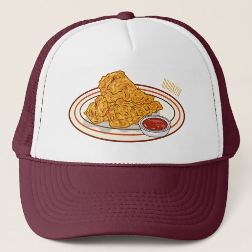 Fried chicken cartoon illustration trucker hat