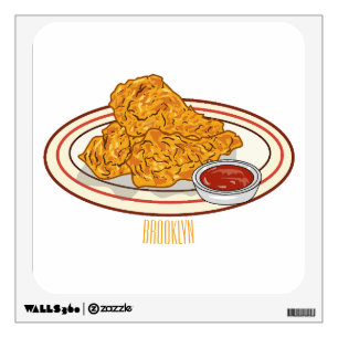 Fried chicken cartoon illustration wall decal