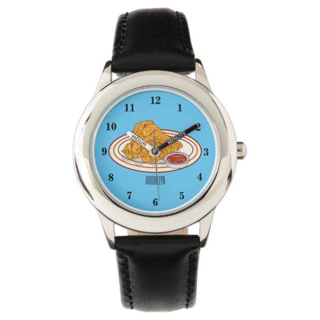 Fried chicken cartoon illustration watch (Front)