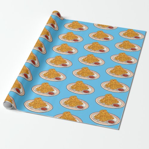 Fried chicken cartoon illustration wrapping paper