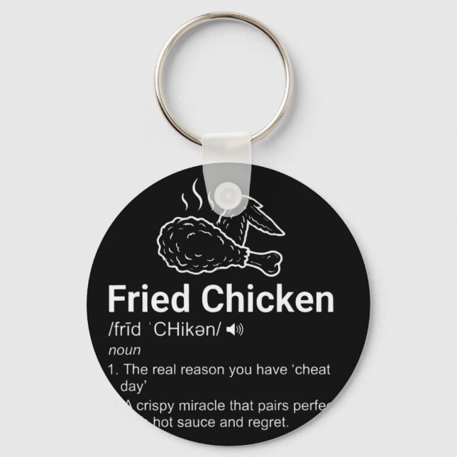 Fried Chicken Definition Funny Dictionary Noun Foo Keychain (Front)