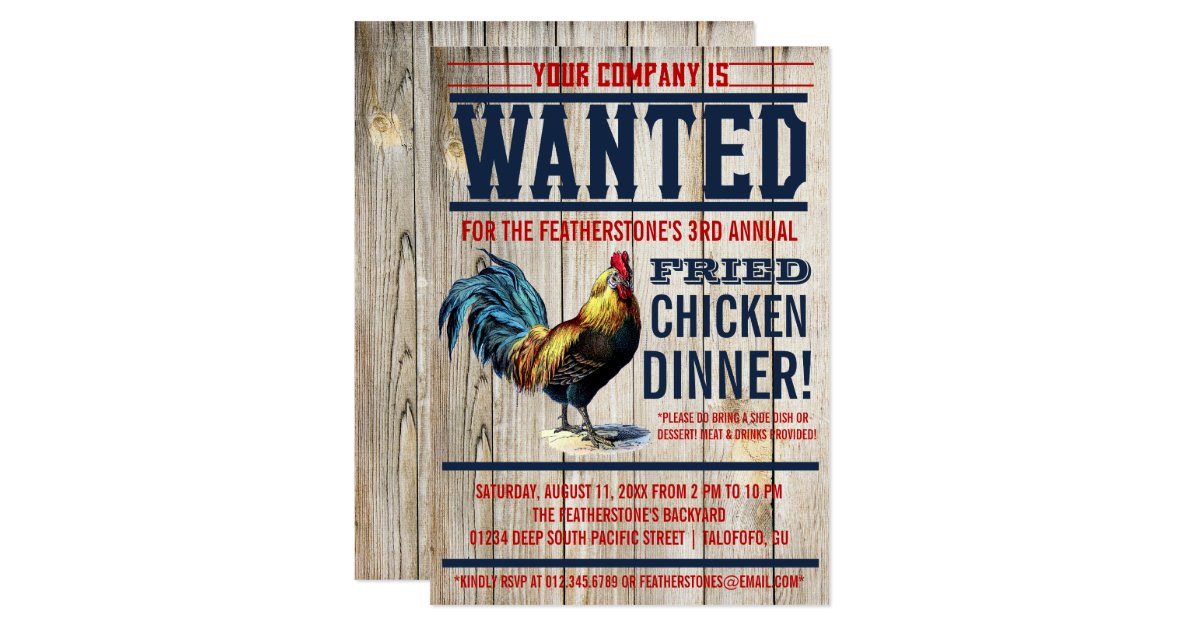 Fried Chicken Dinner Party Invitations | Zazzle