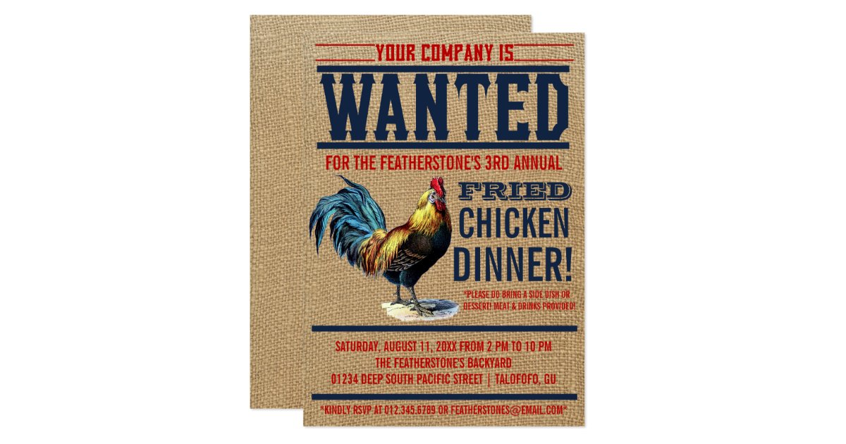 Fried Chicken Dinner Party Invitations | Zazzle