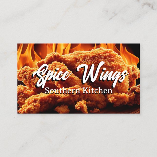 Fried Chicken Fire Background Business Card (Front)