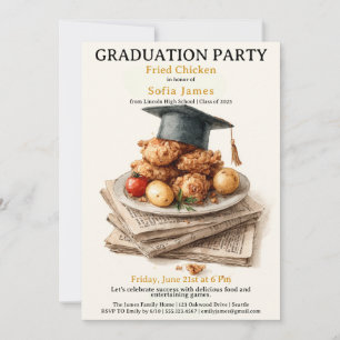Fried Chicken Graduation Party Celebration Invitation