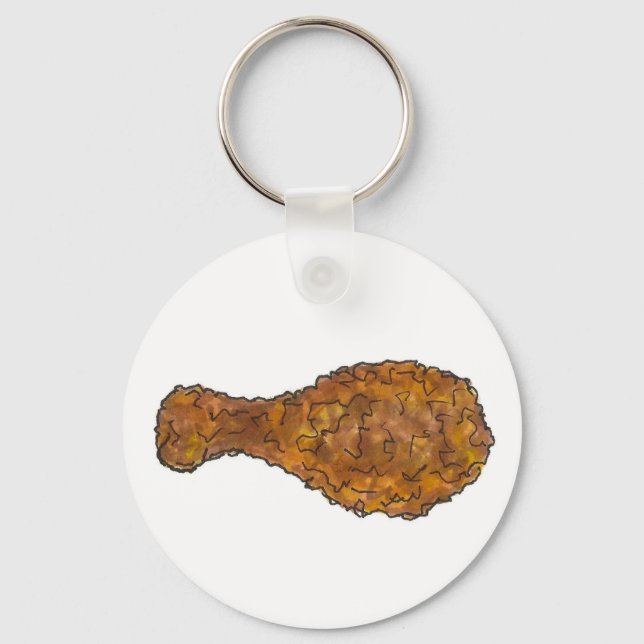 Fried Chicken Leg Drumstick Soul Food Foodie Gift Keychain (Front)