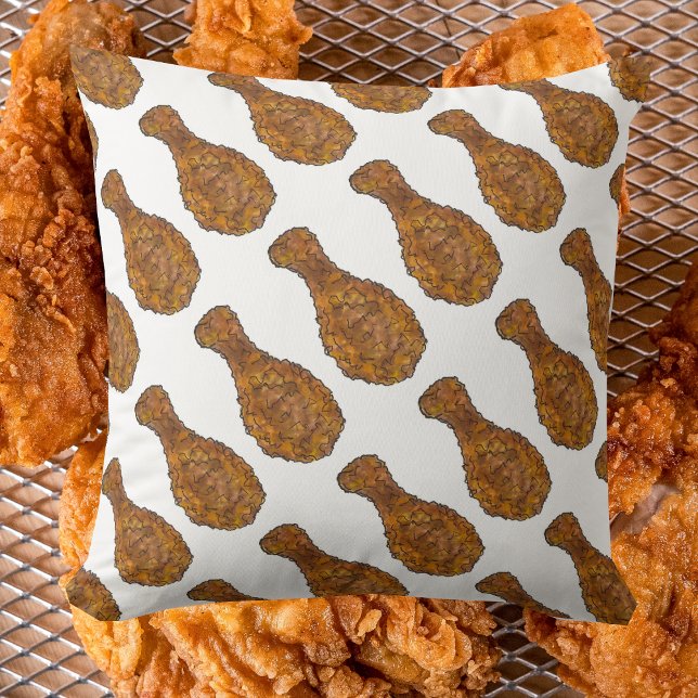 Fried Chicken Leg Drumstick Soul Food Foodie Throw Pillow (Fried Chicken Pillow)