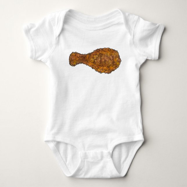 Fried Chicken Leg Drumstick Soul Food Junk Foodie Baby Bodysuit (Front)