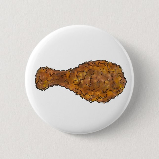 Fried Chicken Leg Drumstick Southern Soul Food Pinback Button (Front)